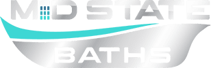 Mid State Baths logo showing the company’s focus on bathroom remodeling and shower installations in York, PA.