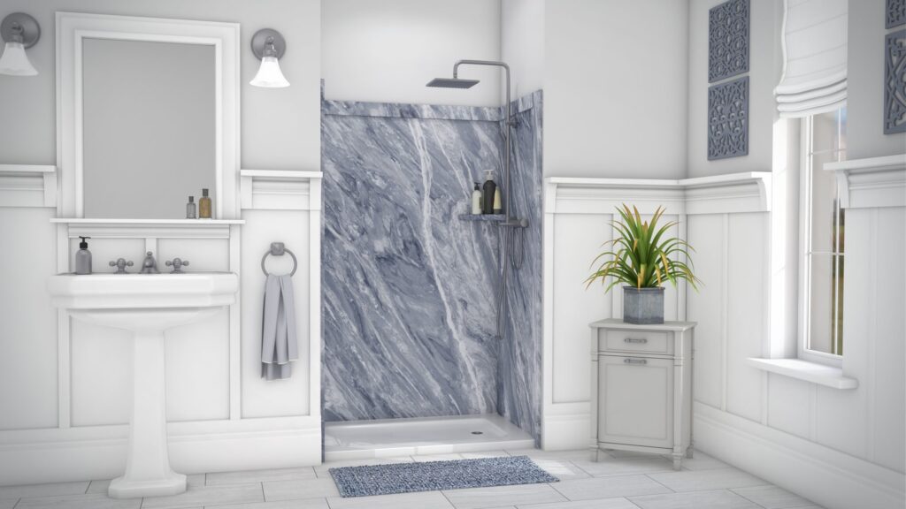 A fresh, updated bathroom by Mid State Baths in Harrisburg PA shows a clean space with modern features and a relaxing feel.