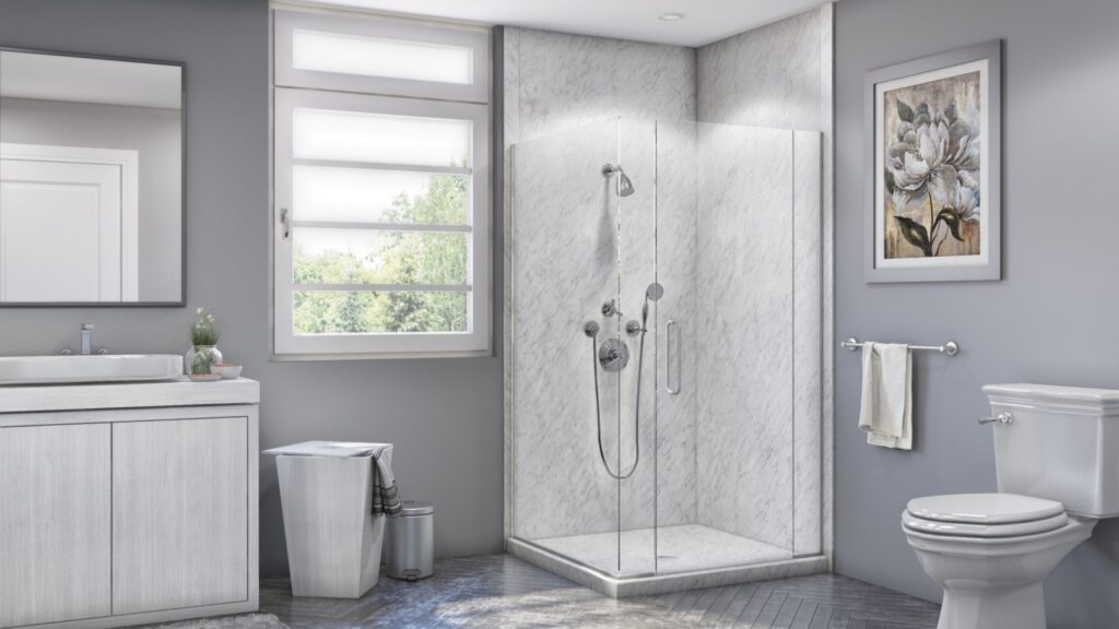 A clean, updated bathroom remodeled by Mid State Baths in Harrisburg PA, showing a fresh and comfortable space.