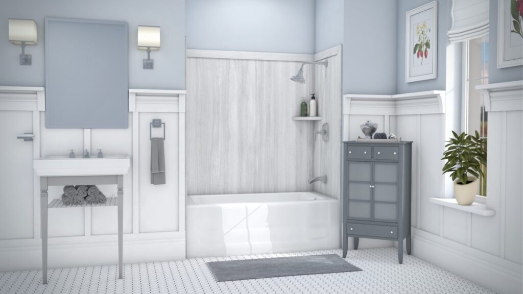 A clean, fresh bathroom remodeled by Mid State Baths in Harrisburg PA looks inviting and comfortable for daily use.